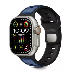   Apple Watch 8 / 9 / 10 / 11 / SE / Ultra (44 / 45 / 46 / 49 mm) Tech-protect Iconband Line fekete/sötétkék