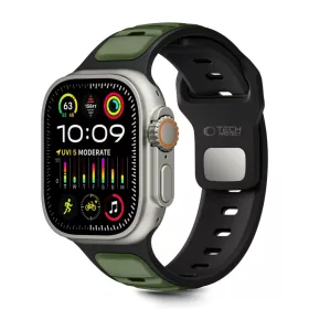   Apple Watch 8 / 9 / 10 / 11 / SE / Ultra (44 / 45 / 46 / 49 mm) Tech-protect Iconband Line fekete/zöld