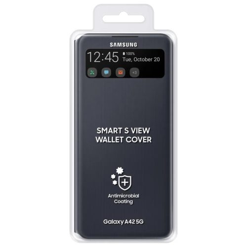 Samsung Smart S View fliptok Intelligent Display móddal Samsung Galaxy A42 5G Készülékhez fekete színben