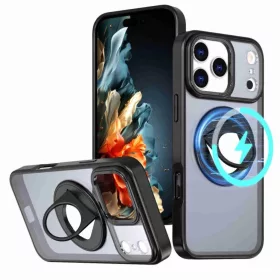   iPhone 17 Pro forgatható gyűrűs, Magsafe tartós telefontok fekete Alphajack RRMH-01