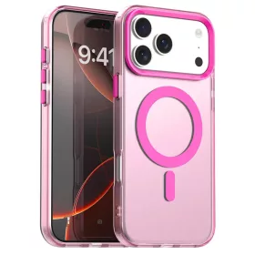   iPhone 17 Pro MagSafe hibrid TPU + PC tok rózsaszín Alphajack CandyMag