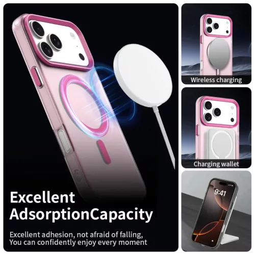 iPhone 17 Pro MagSafe hibrid TPU + PC tok rózsaszín Alphajack CandyM- 7 kép