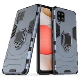   Ring Armor Case Kickstand telefontok Samsung Galaxy A42 5G készülékhez kék színben