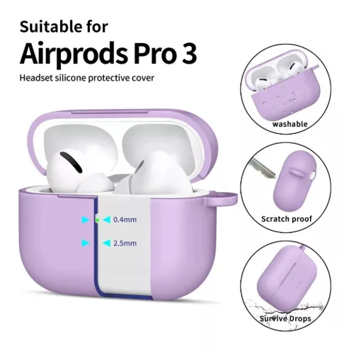 AirPods Pro 3 levendula színű szilikon tok-5906302333103 4 kép