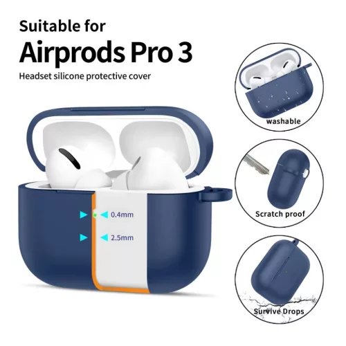 Apple AirPods Pro 3 Szilikon Tok Tengerészkék-5906302333110 4 kép