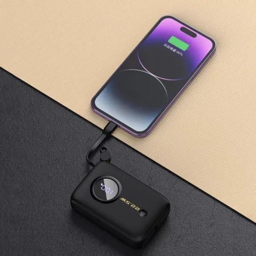 Dudao K14 10000mAh power bank with USB-C / Lightning cables - black-6977196681549 3 kép