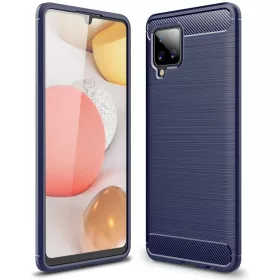   Karbonszál mintás Flexibilis TPU tok Samsung Galaxy A42 FE 5G készülékhez Kék színben