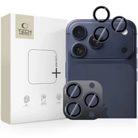   iPhone 14/15/16/17 Pro/Max Tech-protect Camring Fit+ kameravédő üvegfólia - Mélykék