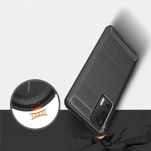 Szénszál mintájú TPU tok Huawei P40 kék-9111201899032 4 kép