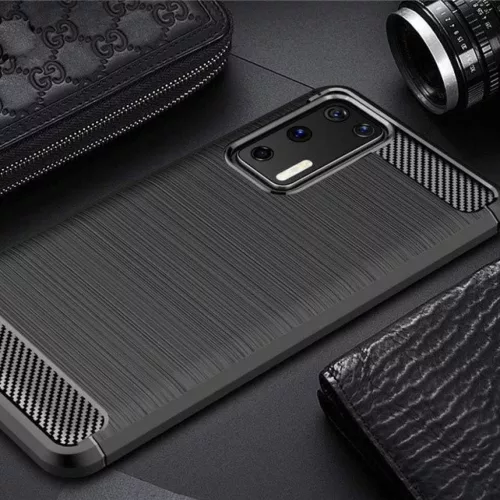 Szénszál mintájú TPU tok Huawei P40 kék-9111201899032 6 kép