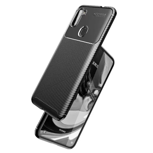 Samsung A11 / M11 Armored szénszál mintájú TPU tok fekete-5902429905377 8 kép