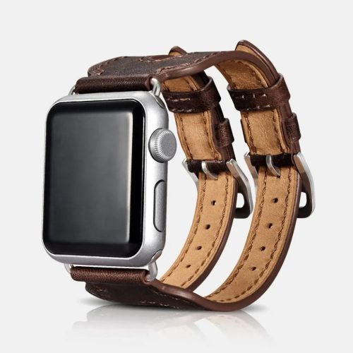 iCarer Valódi bőr óraszíj Apple Watch 38/40/41 mm dupla szíjas de-6958955820614 1 kép