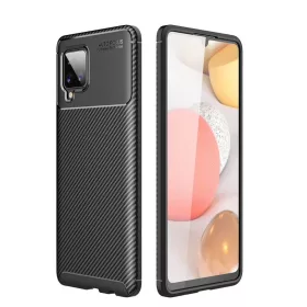   Samsung Galaxy A42 5G Armored szénszál mintájú TPU tok fekete