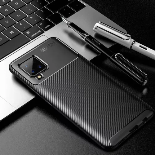 Samsung Galaxy A42 5G Armored szénszál mintájú TPU tok fekete-5902429901805 8 kép