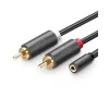 UGREEN AV102 2xRCA kábel (Cinch) jack 3.5 mm 1m fekete