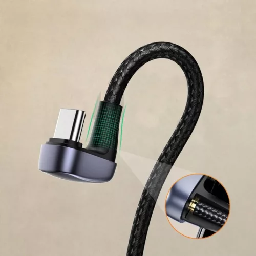 Ugreen Nylon harisnyázott USB - USB Type C kábel döntött fejjel 1m-6957303873135 6 kép
