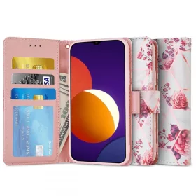 TECH-PROTECT Wallet fliptok Samsung M12 Rózsa mintás