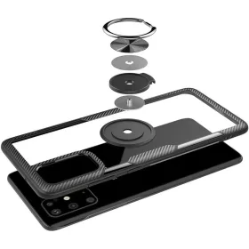 Clear Carbon szénszál mintás tok gyűrű támasszal SAMSUNG M31S fe-5902429902413 2 kép
