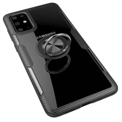 Clear Carbon szénszál mintás tok gyűrű támasszal SAMSUNG M31S fe-5902429902413 3 kép