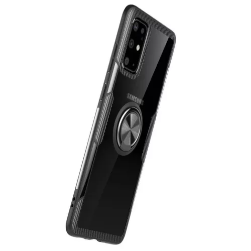Clear Carbon szénszál mintás tok gyűrű támasszal SAMSUNG M31S fe-5902429902413 5 kép
