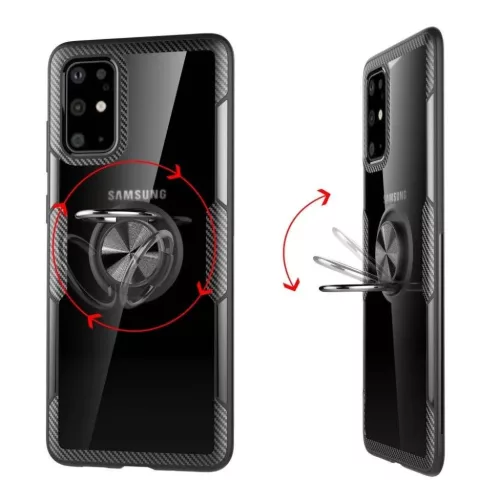 Clear Carbon szénszál mintás tok gyűrű támasszal SAMSUNG M31S fe-5902429902413 7 kép