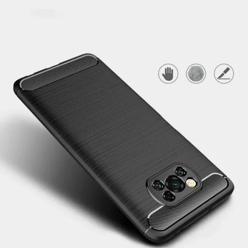 Carbon szénszál mintájú TPU tok XIAOMI POCO X3 fekete-5903396085338 3 kép