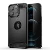 iPhone 12 Pro Max szénszál mintájú TPU tok fekete