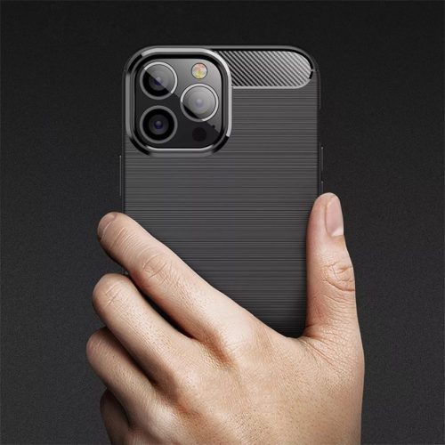 iPhone 12 Pro Max szénszál mintájú TPU tok fekete-5900217355236 6 kép