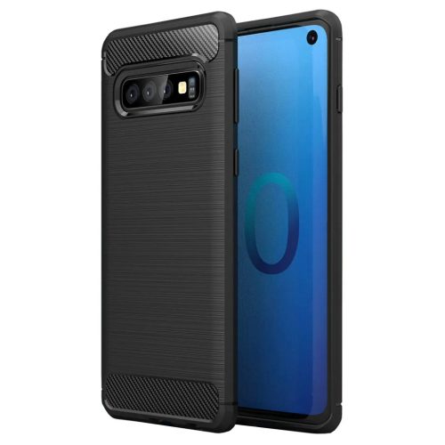 SAMSUNG S21+ PLUS szénszál mintájú TPU tok fekete