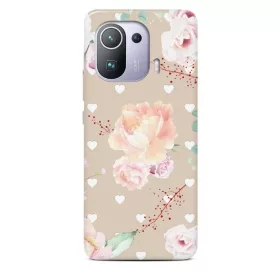   XIAOMI MI 11 PRO Casegadget fehér szív és rózsa mintás tok