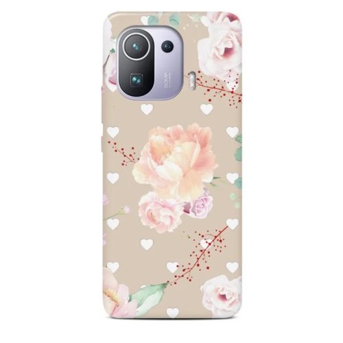 XIAOMI MI 11 PRO Casegadget fehér szív és rózsa mintás tok-1000000618556 1 kép