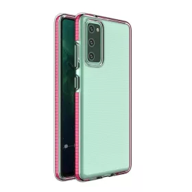   Samsung Galaxy A02s átlátszó TPU tok színes kerettel sötét pink