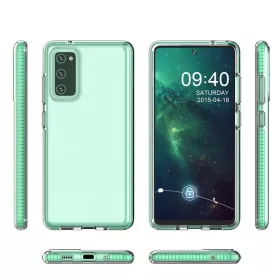 Samsung Galaxy A02s átlátszó TPU tok színes kerettel sötét pink-9111201933903 2 kép