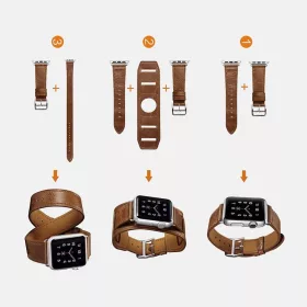 Apple Watch 38/40/41 mm iCarer Valódi bőr óraszíj Quadri Coffee-6958955806373 2 kép