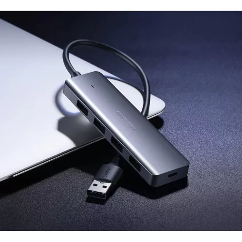 Ugreen USB - 4xUSB 3.2 Gen1 HUB Micro USB áramellátással szürke (C-6957303859856 9 kép