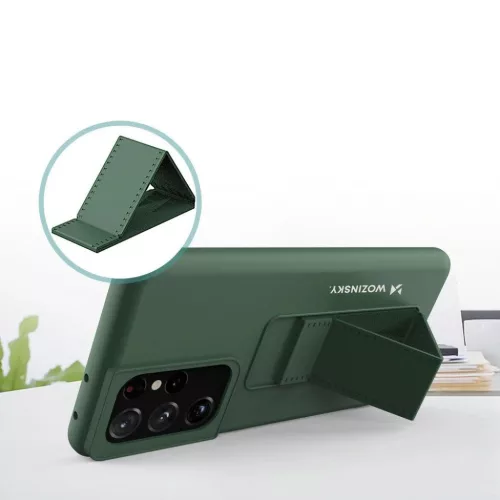 Samsung S21 Ultra Wozinsky Kickstand flexibilis szilikon tok piros-9111201941519 2 kép