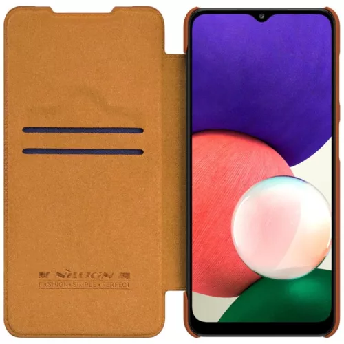 Samsung Galaxy A22 4G Nillkin Qin bőr fliptok barna-6902048222267 3 kép