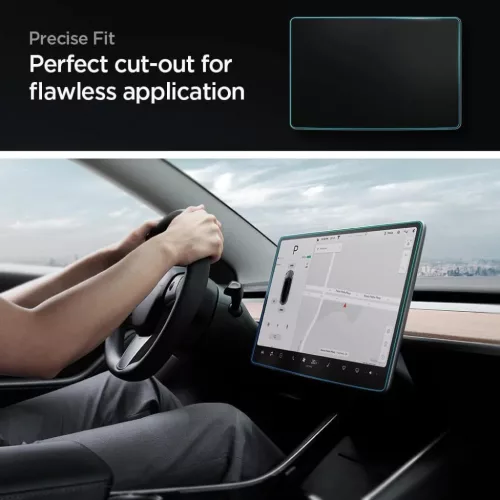 Tesla Model Y / 3 Spigen Glas.TR EZ Fit kijelzővédő üvegfólia + f-8809710750210 6 kép