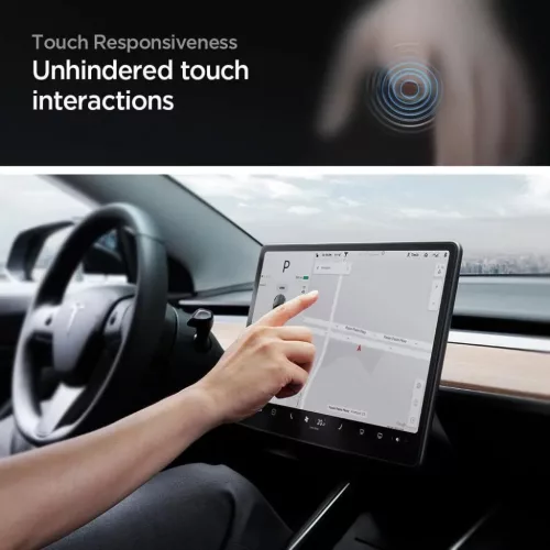 Tesla Model Y / 3 Spigen Glas.TR EZ Fit kijelzővédő üvegfólia + f-8809710750210 9 kép