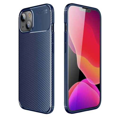 iPhone 13 Armored szénszál mintájú TPU tok kék-5904161114338 1 kép