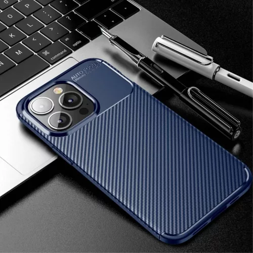 iPhone 13 Pro Max Armored szénszál mintájú TPU tok kék-5904161114376 3 kép
