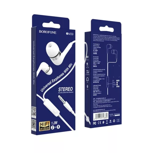 Borofone BM36 Vezetékes fülhallgató 3.5mm jack fehér-6931474716880 3 kép