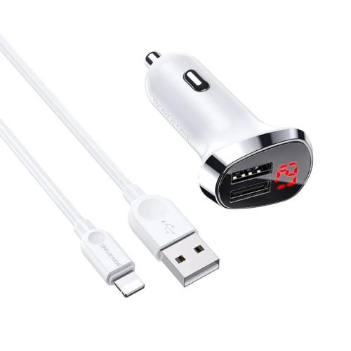 Borofone BZ15 Univerzális autós töltő LCD 2.4A 2x USB + Lightning -6931474737670 1 kép