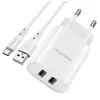Borofone BN2 Hálózati töltő adapter 2xUSB 2.1A + USB Type-C kábel fehér