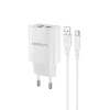 Borofone BN2 Hálózati töltő adapter 2xUSB 2.1A + USB Type-C kábel-6931474741226 1 kép