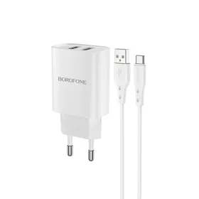 Borofone BN2 Hálózati töltő adapter 2xUSB 2.1A + USB Type-C kábel-6931474741226 1 kép
