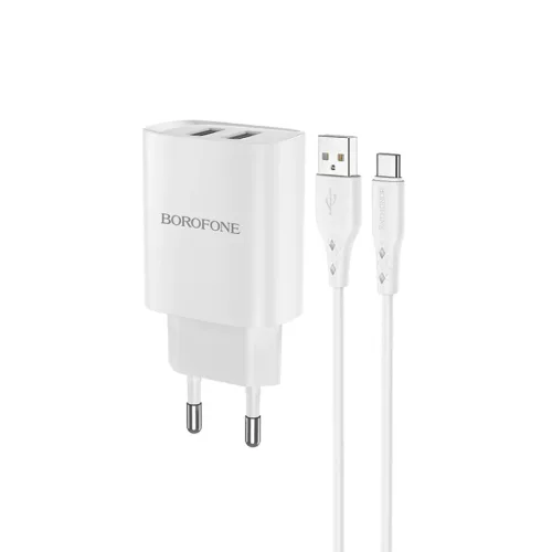 Borofone BN2 Hálózati töltő adapter 2xUSB 2.1A + USB Type-C kábel-6931474741226 1 kép