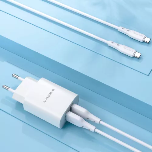 Borofone BN2 Hálózati töltő adapter 2xUSB 2.1A + USB Type-C kábel-6931474741226 2 kép