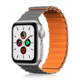   Apple Watch (38 / 40 / 41  mm) Kingxbar mágneses óraszíj szürke-narancssárga
