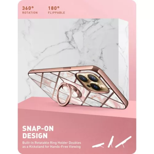 iPhone 13 Pro Max Supcase IBLSN Cosmo Snap márvány mintás tok rózs-843439114470 6 kép